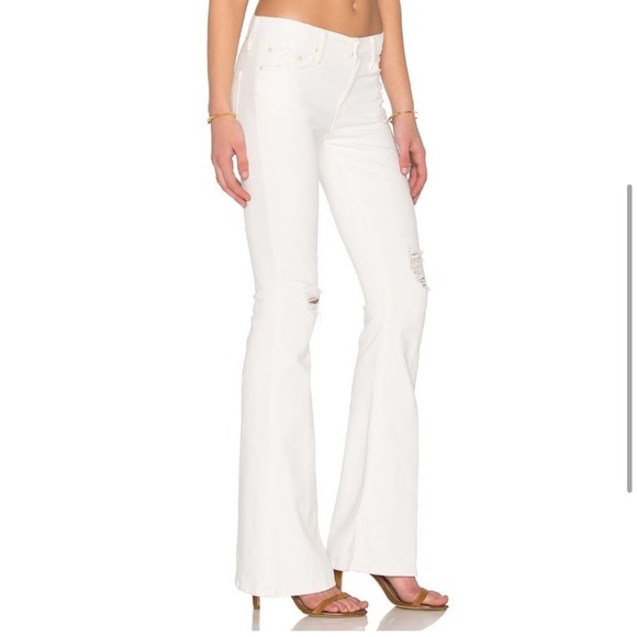MOTHER Flare & Wide Leg Jeans in Cream - Picture 7 of 9